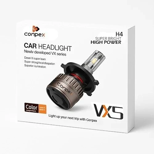 هدلایت زرد آفتابی VX5 پایه H7 (تک رنگ زرد آفتابی فابریک) 200W برق 12و24 اورجینال گارانتی (2عددی)
