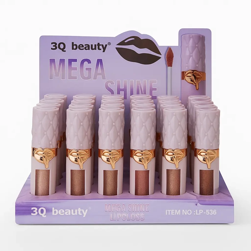 رژلب خیس مدل MEGA SHINE برند 3Q beauty ایجاد درخشش بالا محصولات سالم وگیاهی