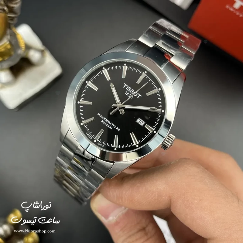 ساعتمچی تیسوت جنتلمن اتوماتیک نقره ای صفحه سفید Tissot Gentleman