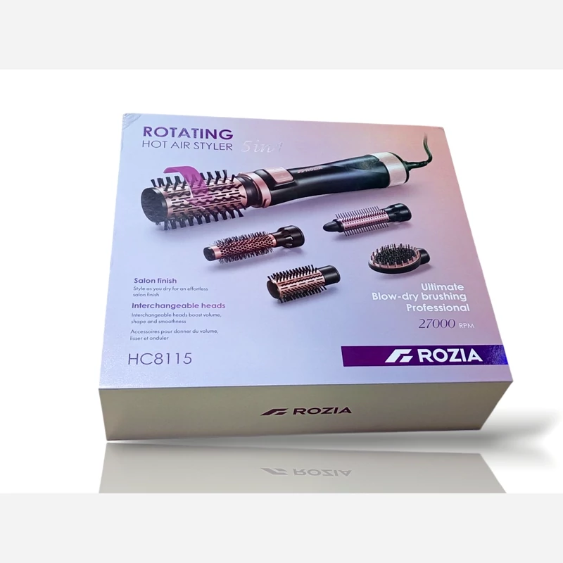 سشوار چرخشی روزیا پرو اصل سفارش اروپا   ROZIA PRO HC8115  متور گیربکسی   دور متور 27000PAM  چهار سری قابل چرخش  یک سری ب