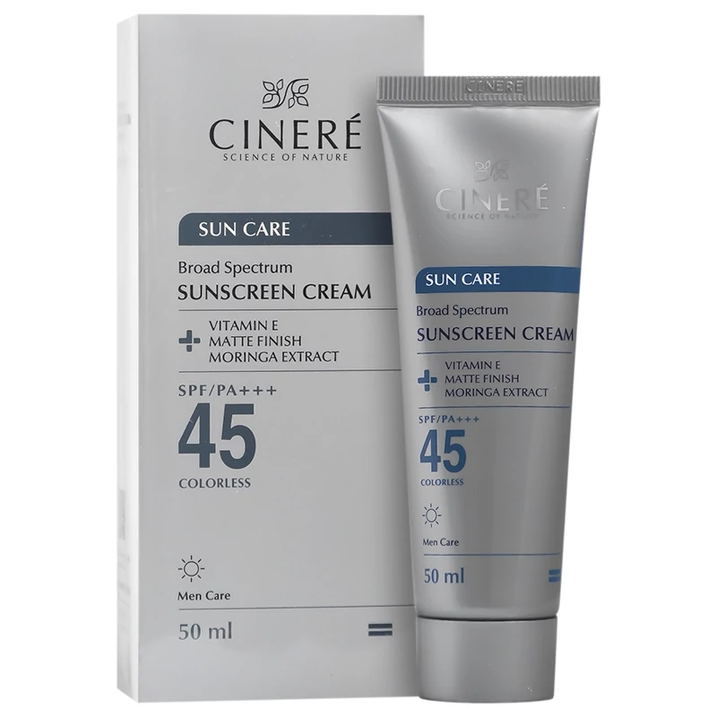 کرم ضد آفتاب بی رنگ سینره با SPF45 مناسب آقایان حجم 50 میلی لیتر