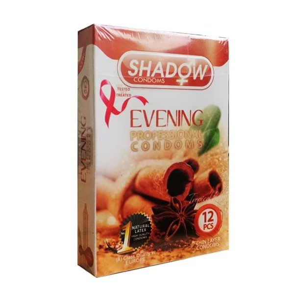 کاندوم خاردار و روان کننده دارچینی شادو SHADOW EVENING بسته 12 عددی
