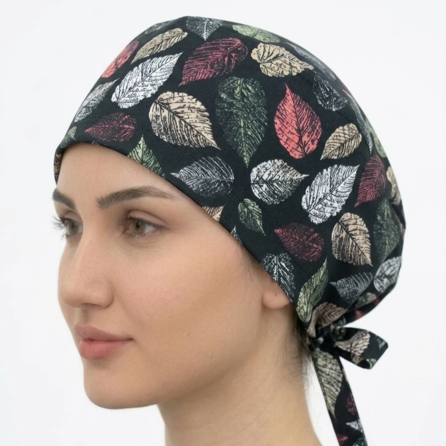 کلاه جراحی لاکرا طرح برگ پاییزی