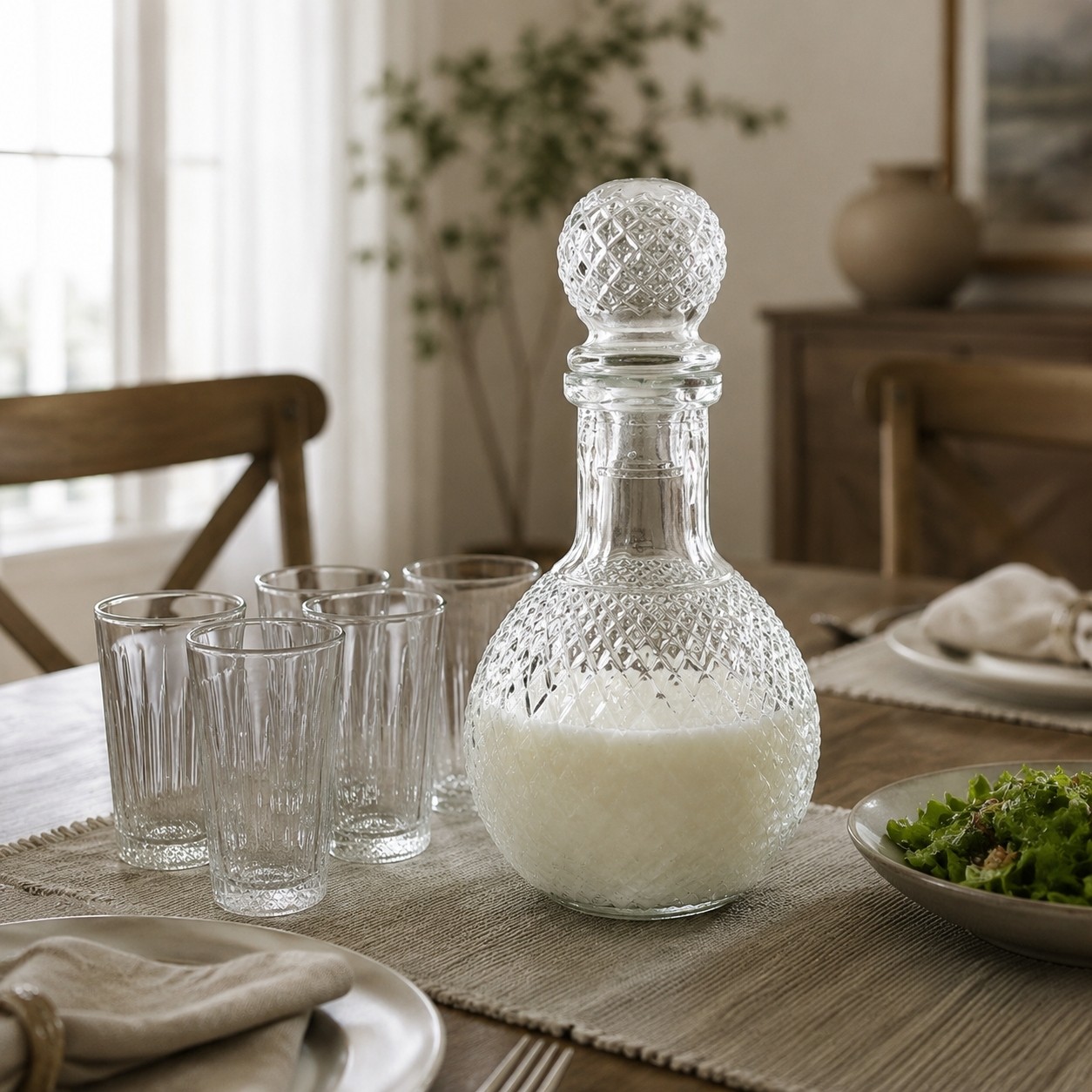 تنگ آب شیشه ای درب دار بطری دوغ شیشه ای