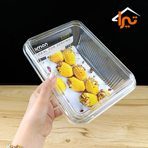 بیسکویت خوری مستطیل شیشه ای