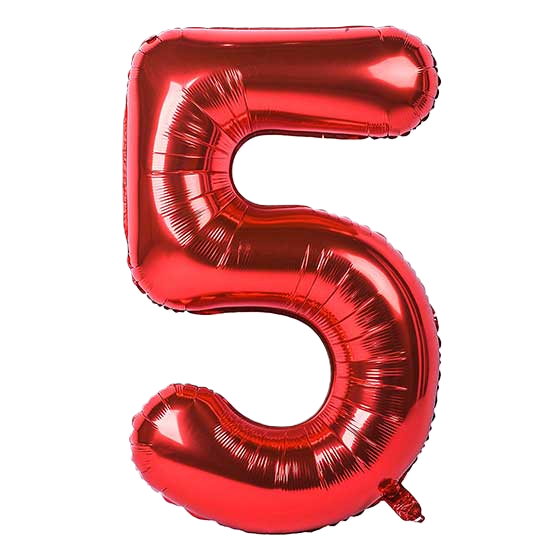 بادکنک فویلی عدد 5 قرمز