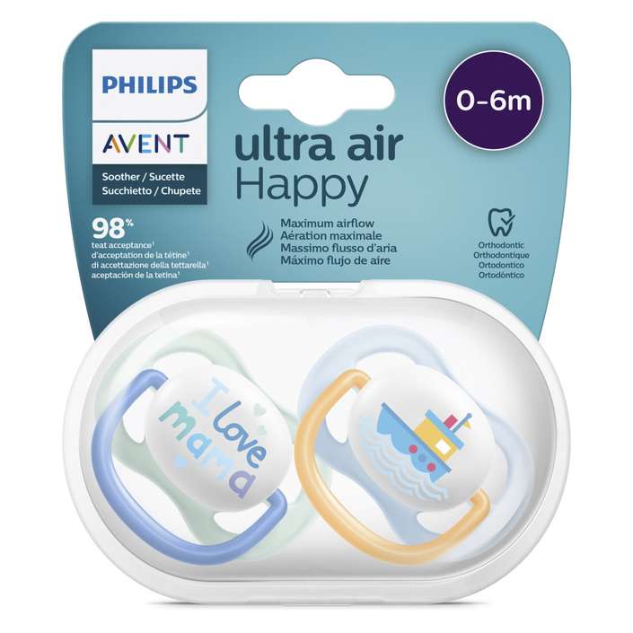 پستانک ارتودنسی 0 تا 6 ماه دو تایی فیلیپس اونت UltraAir مدل SCF080/01