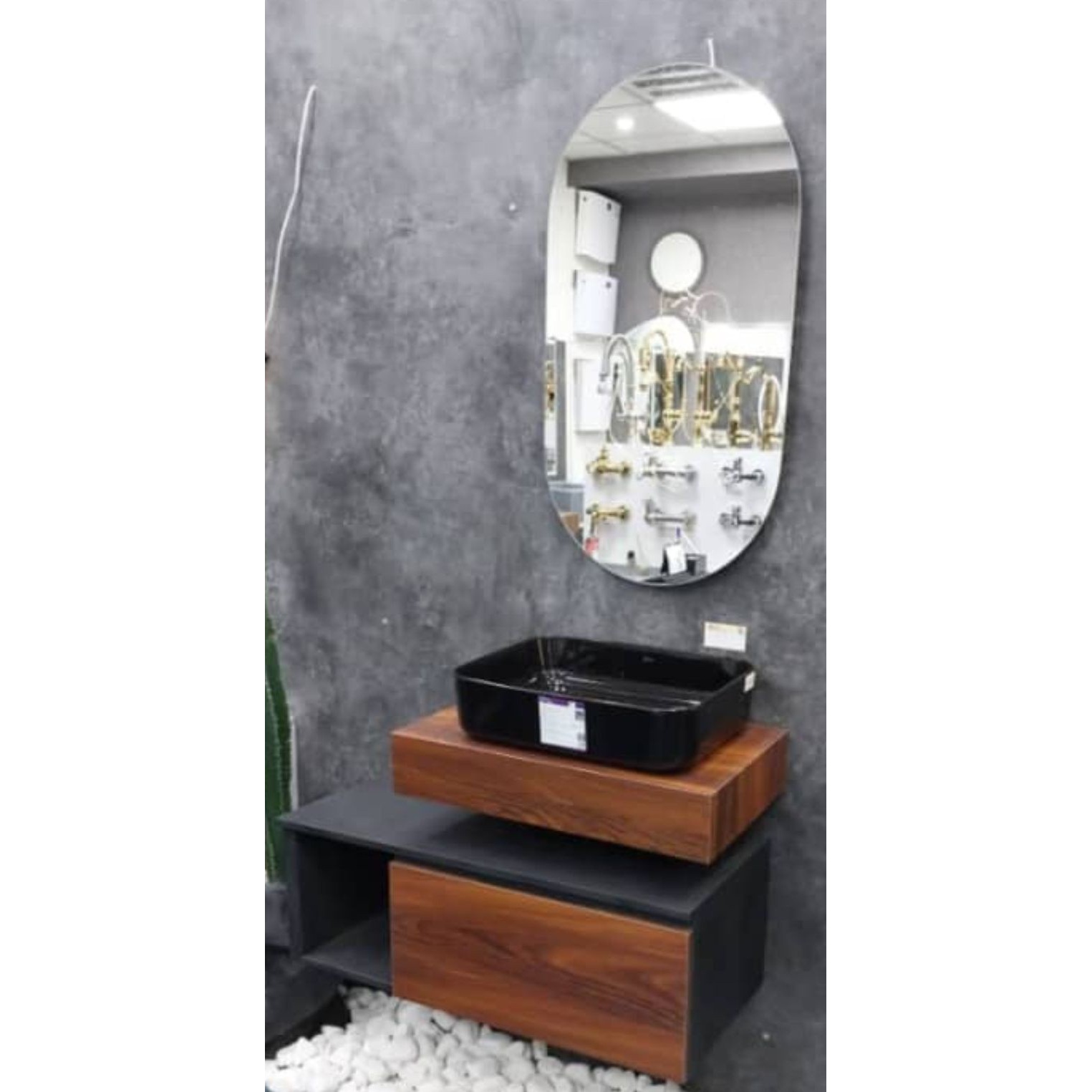 روشویی کابینتی با کاسه روکار مشکی مدل مدرن آرکامن - R154