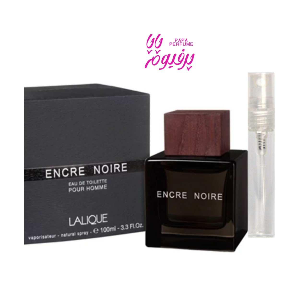 عطر لالیک مشکی انکرنویر / 3 گرمی / مردانه / چوبی،گرم،تلخ / پاپاپرفیوم 
