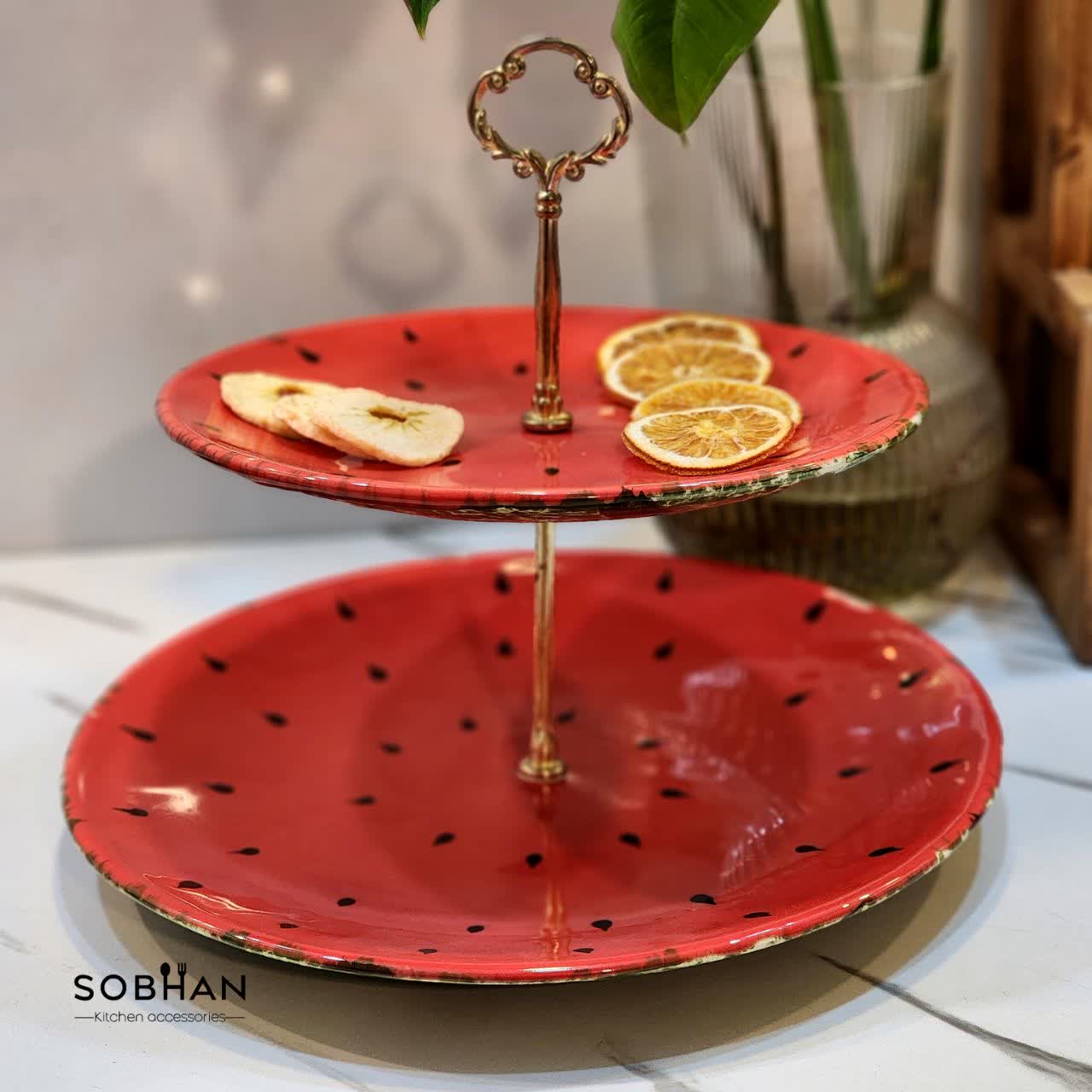 شیرینی خوری دو طبقه طرح هندوانه