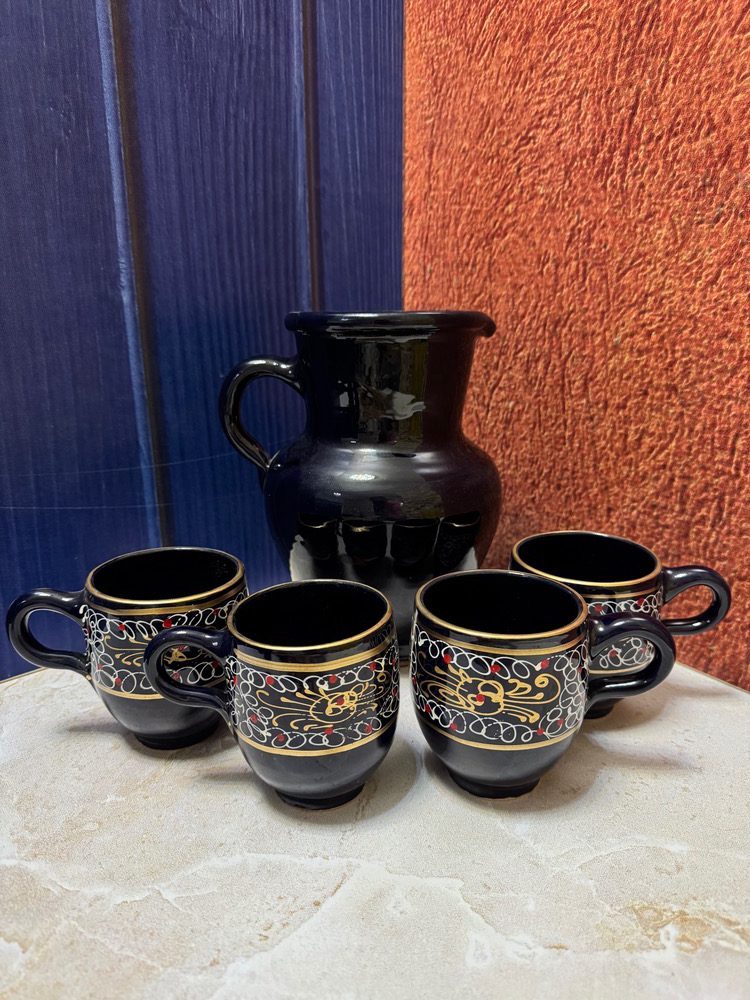 ست پارچ و لیوان سرامیکی سرمه ای