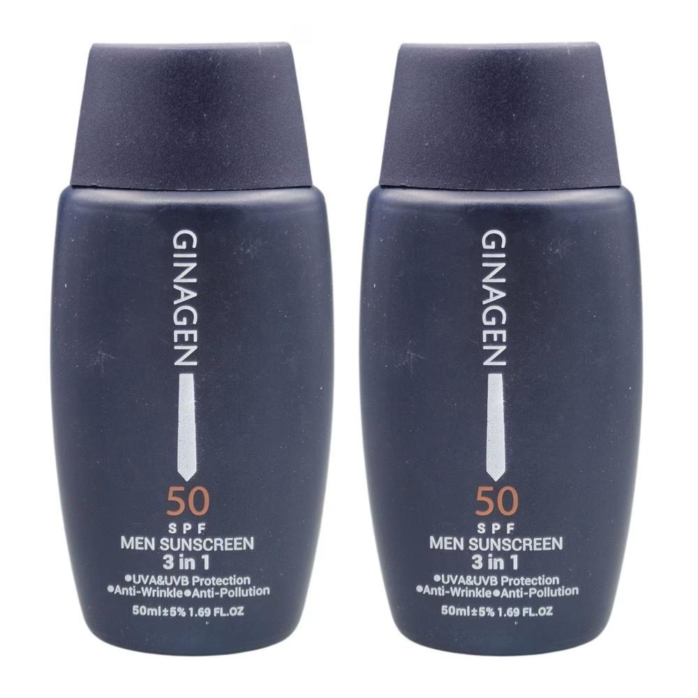 کرم ضد آفتاب بدون رنگ ژیناژن SPF 50 مدل 3in1 محافظ UVA ،UVB ضد حساسیت، ضد چروک و ضد پیری، مناسب انواع پوست حجم 50 میل...