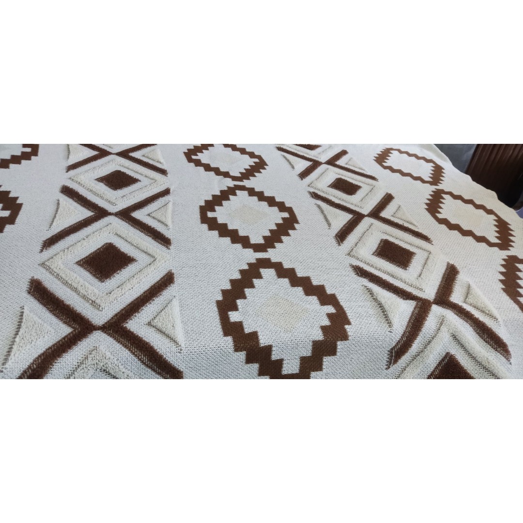شال سه متری پانچ سفید کرم کاکائویی 