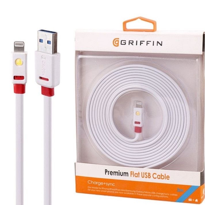 کابل تبدیل USB به لایتنینگ گریفین مدل FLAT-3M طول 3 متر