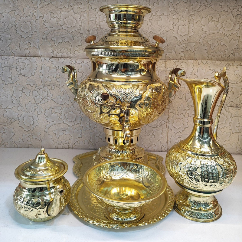 سرویس سماور 5 پارچه برنجی کد 005