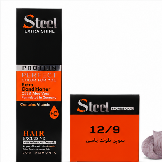 رنگ مو استیل شماره 12.9رنگ سوپر بلوند یاسی