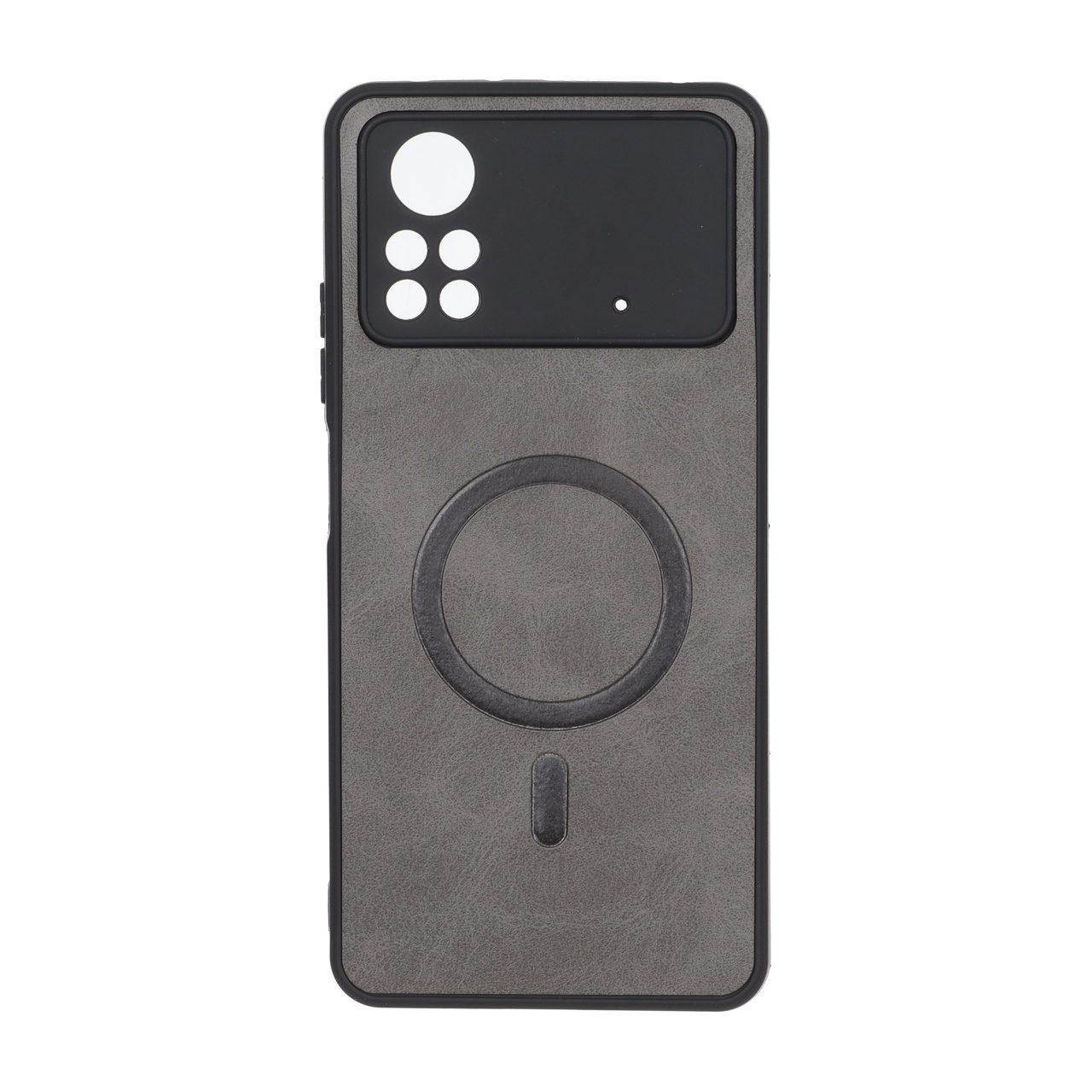 قاب گوشی Poco X4 Pro شیائومی چرمی MP TPU طرح مگ سیف محافظ لنزدار خاکستری کد 164657
