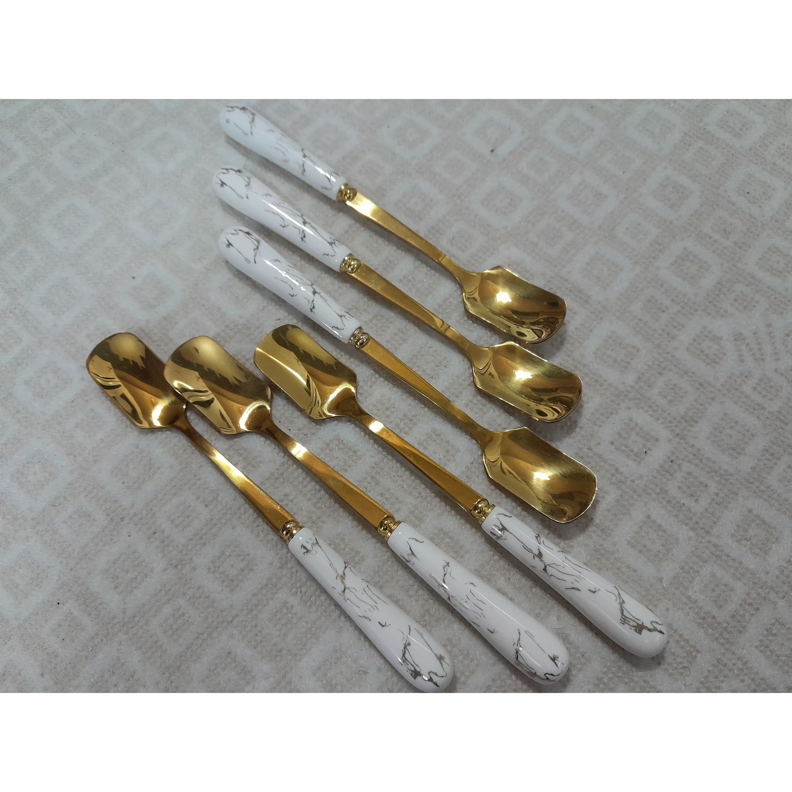 قاشق مربا خوری 6نفره اصل برند ABLL مدل ماربل دسته سرامیکی کدABLL t2 6pc t2