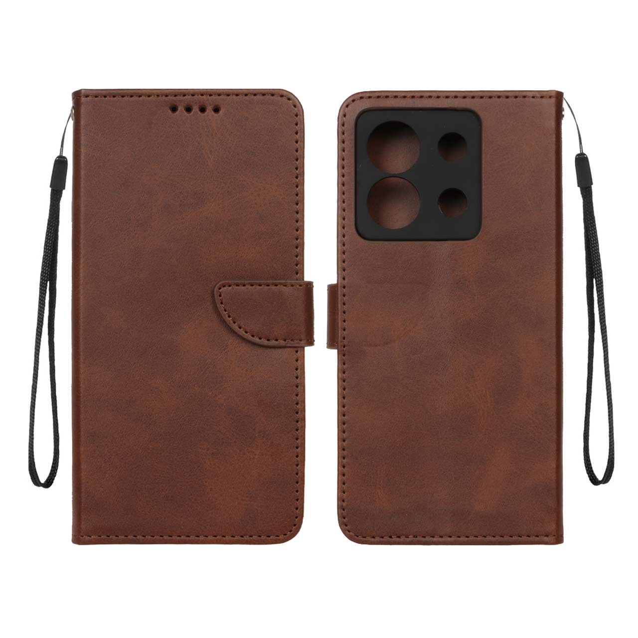 کیف موبایل چرمی جاکارتی و محافظ لنزدار درجه یک شیائومی مدل Xiaomi Redmi Note 13 Pro 5G Poco X6 5G