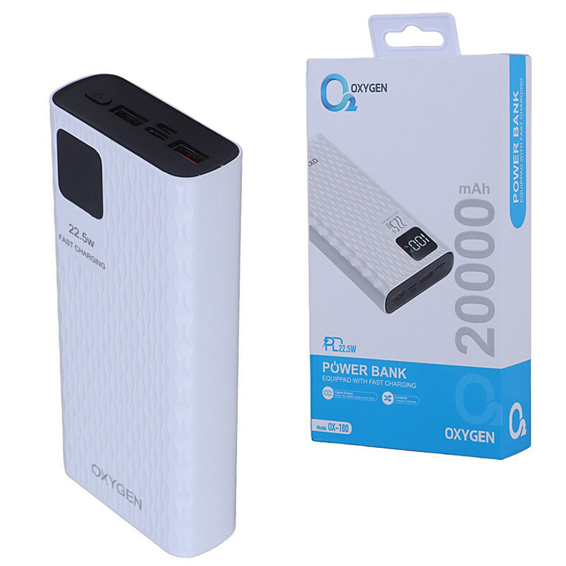 پاور بانک OXYGEN مدل OX 180 (گارانتی 3 ماهه) ( 20000mAh )