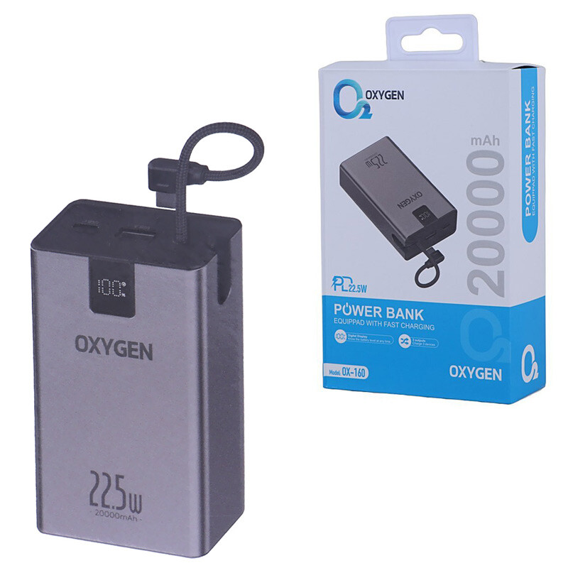 پاور بانک OXYGEN مدل OX 160 (گارانتی 3 ماهه) ( 20000mAh )