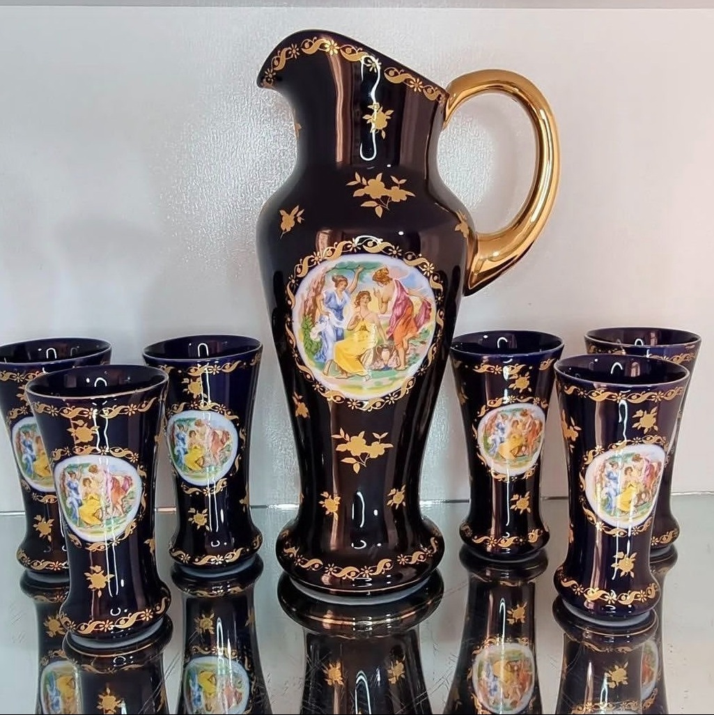 سرویس پارچ لیوان طرح سه خواهر سرمه ای 