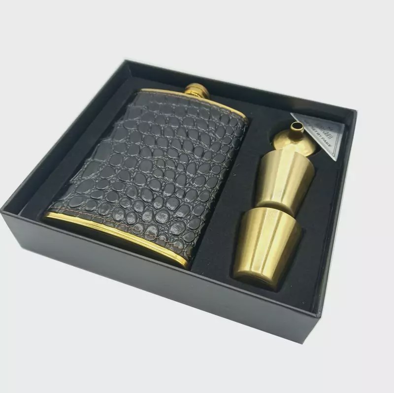 ست کادویی بطری جیبی و هیپفلاسک -طرح پوست مار کد 286(پس کرایه )