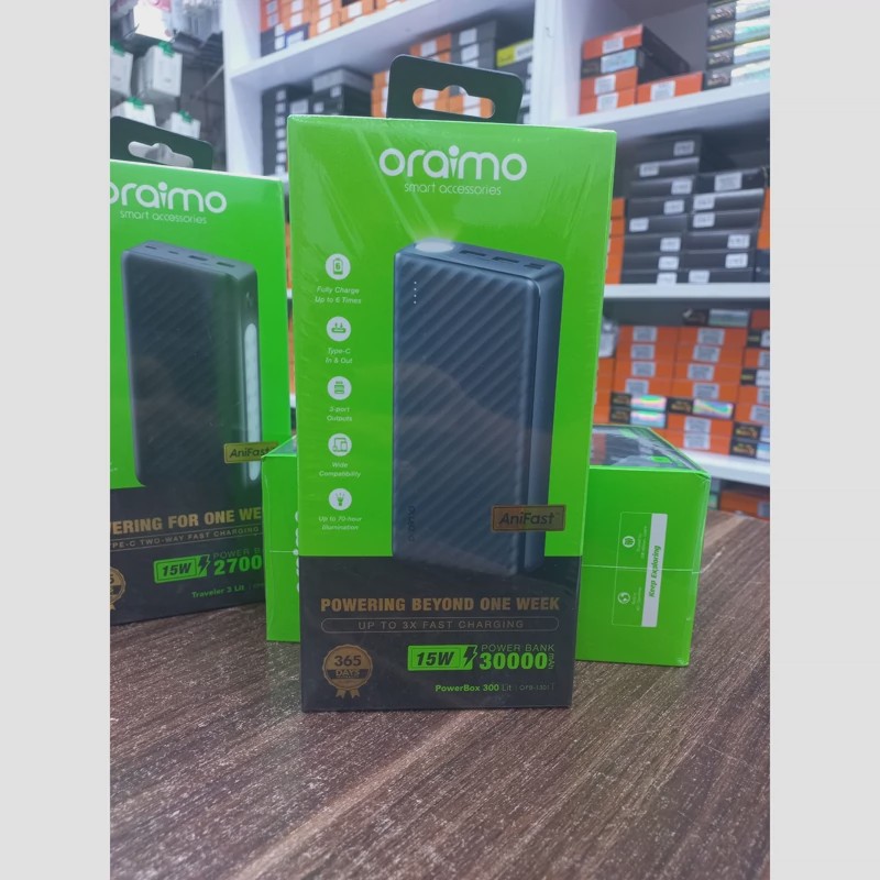 پاوربانک30ه 5w اورایمو با ظرفیت 30000mAh مدل powerbox 300 litپاوربانک 15w اورایمو با ظرفیت 30000mAh مدل powerbox 300 lit