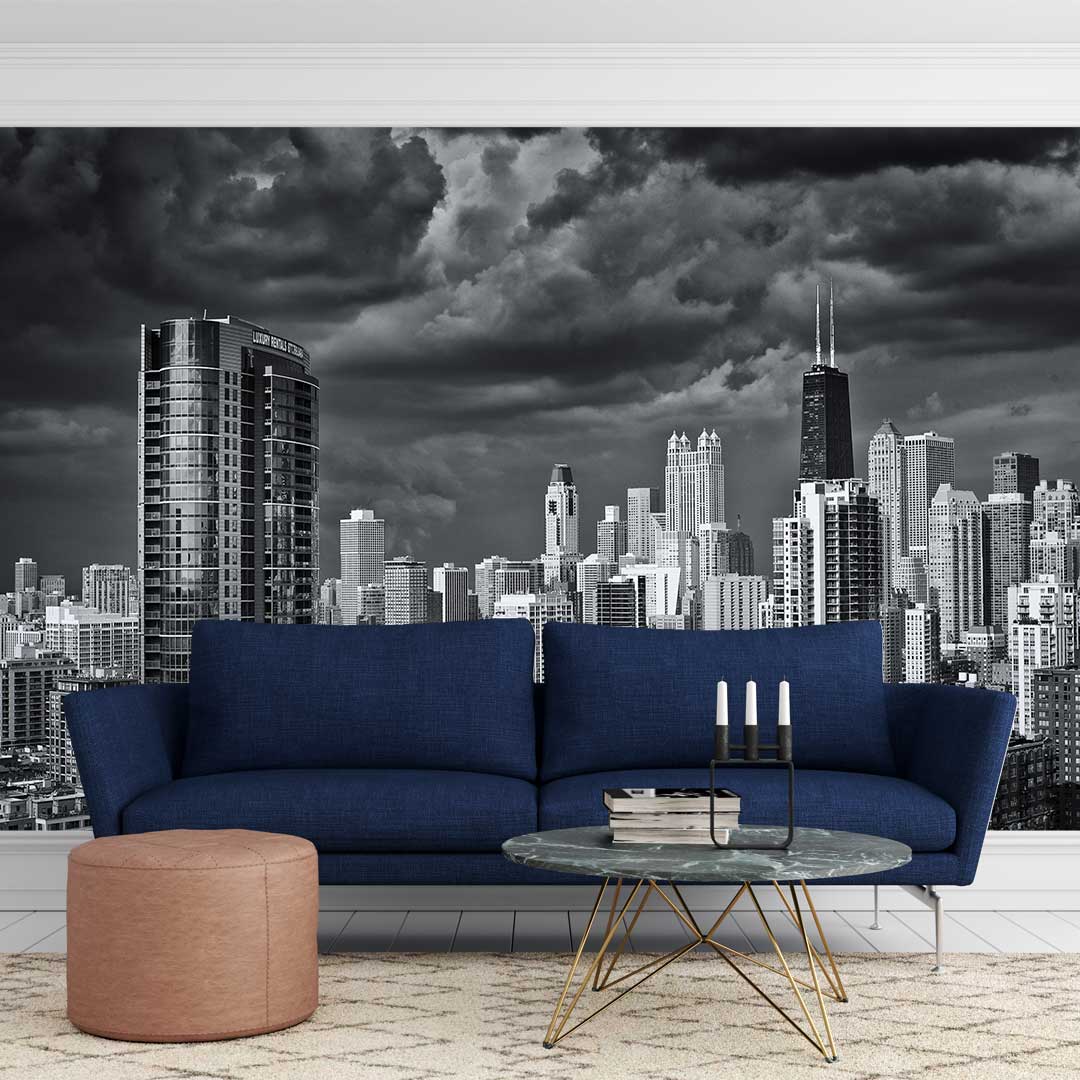 پوستر دیواری شهر سیاه سفید t3933