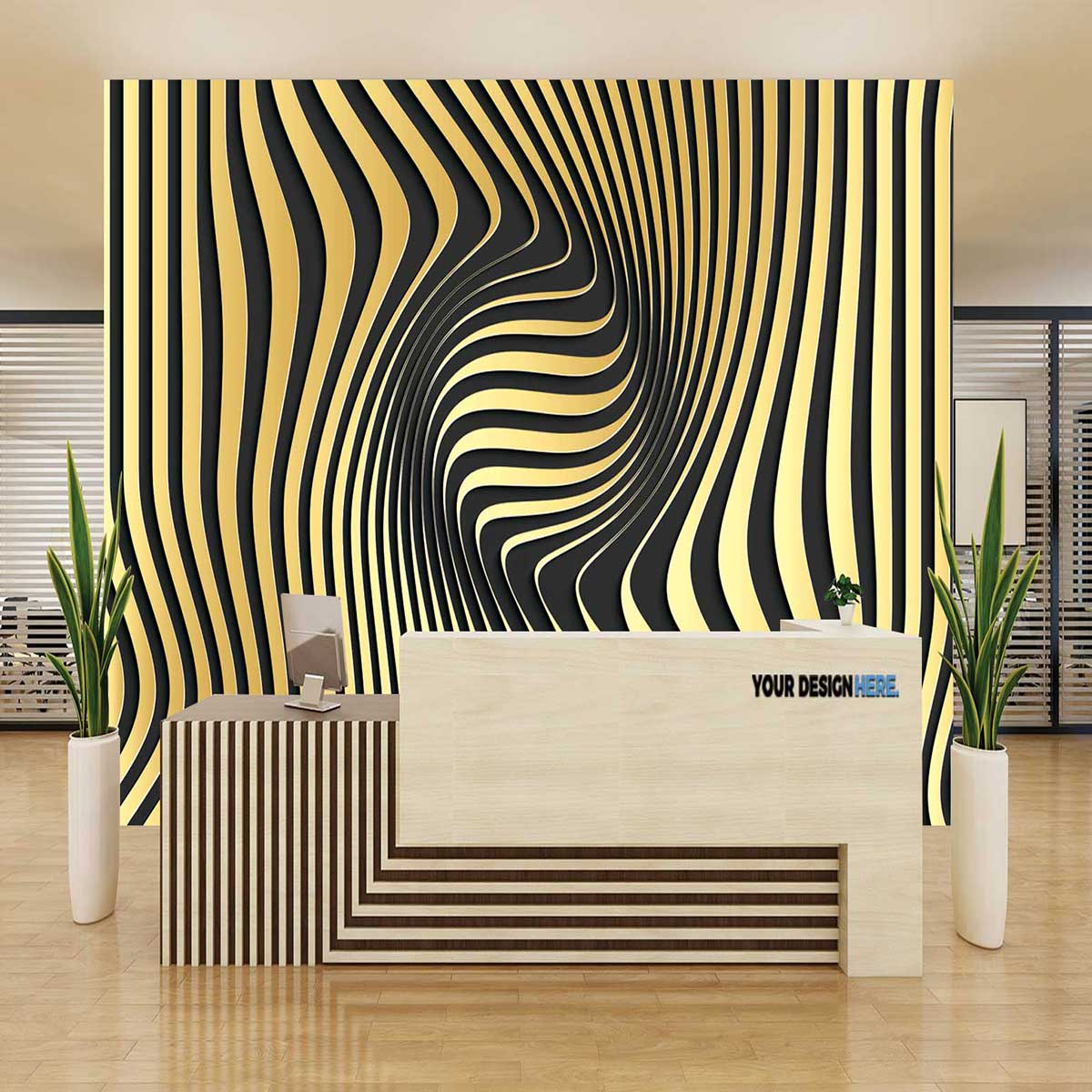 پوستر دیواری سه بعدی راه راه حفره دار b9420