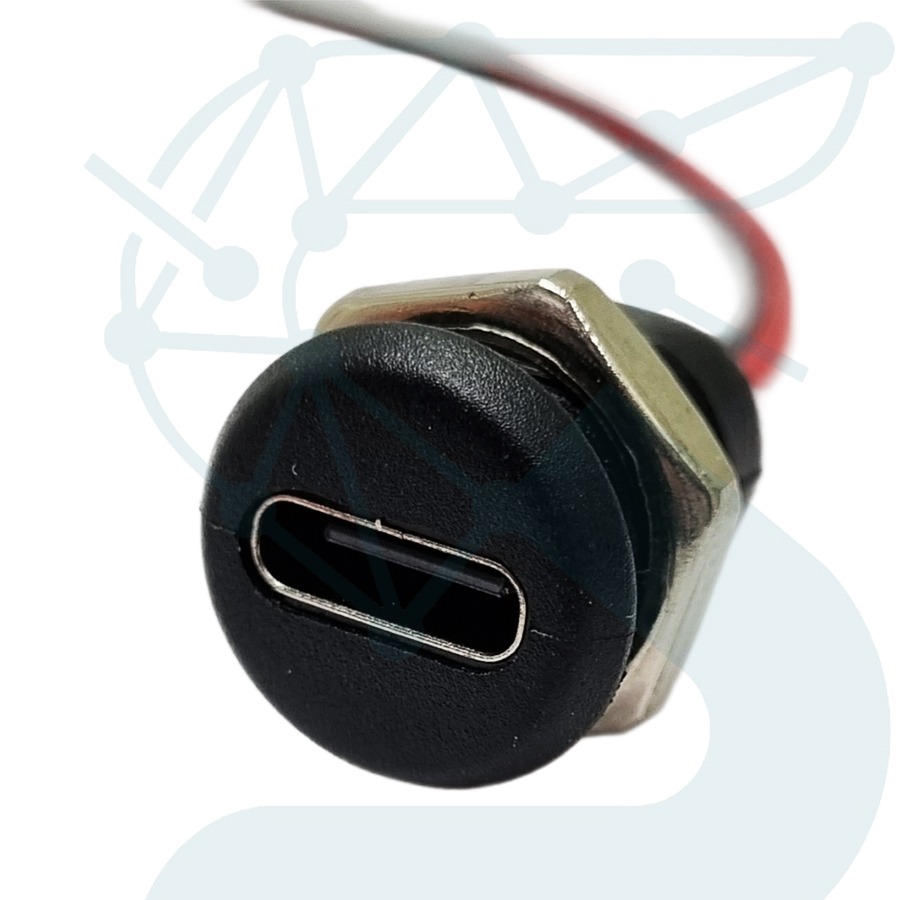 سوکت Type-C مادگی پنلی گرد مهرهخور سیمدار