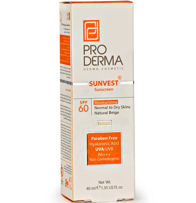 پرو درما کرم ضد آفتاب SPF 50 بژ طبیعی مدل SUNVEST