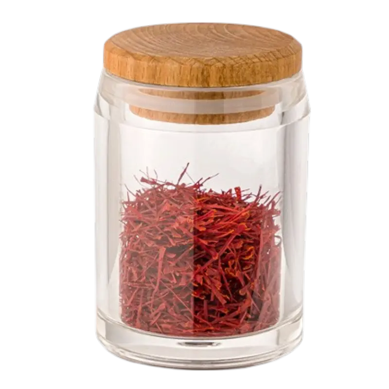 جای زعفران اکرولیک درب چوبی لیمون کد 2280