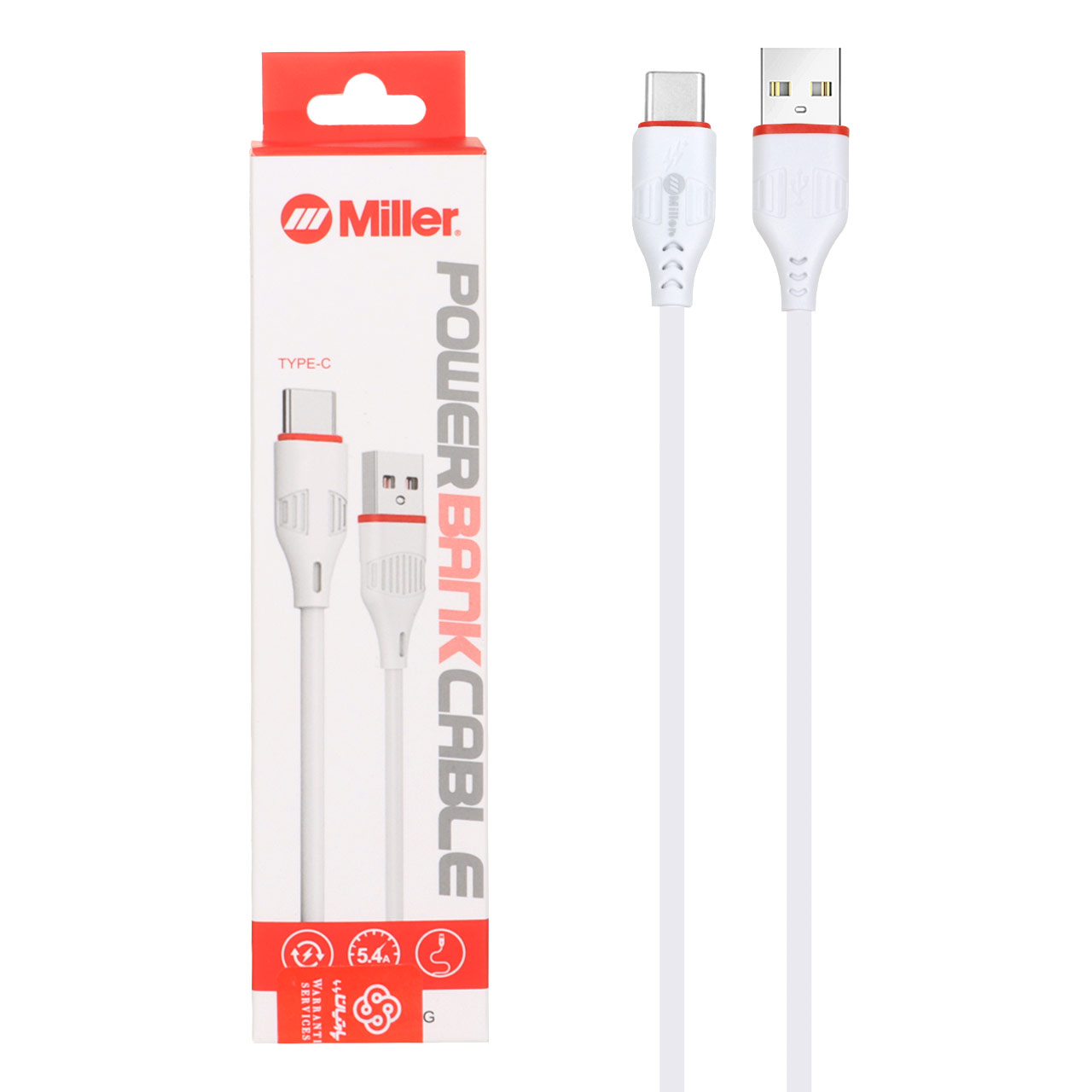 خریدکابل شارژ فست پاوربانک Miller Type-C مدل CA-1443 - سفید (گارانتی پارتیان پایا)تاپگارد