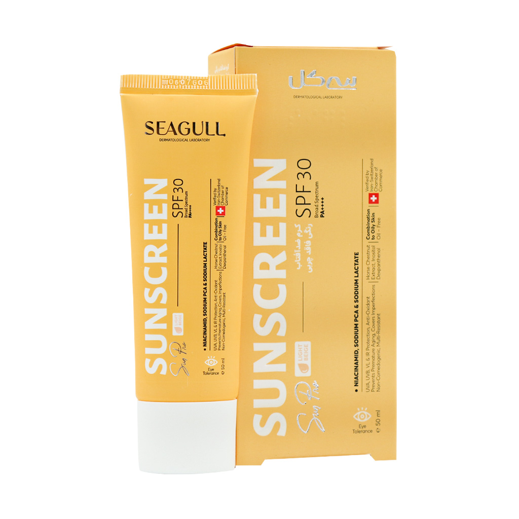 ضد آفتاب رنگی بژ روشن فاقد چربی سی گل SPF30 پوست های مختلط تا چرب 50 میل