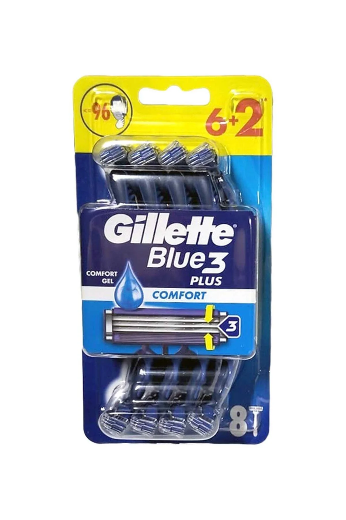  خودتراش یکبارمصرف ژیلت مدل Blue3 Comfort Plus بسته 8 عددی (6+2 هدیه) نارسیس بیوتی