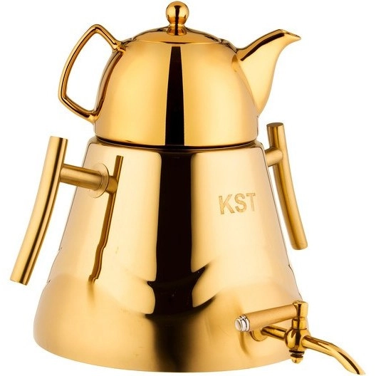 کتری قوری کی اس تی مدل هرمی تمام طلا KST-604G (پس کرایه)