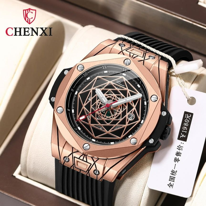 ساعت مچی مردانه چنکسی مدل CHENXI 8249 رزگلد مشکی