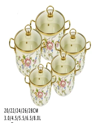 ست قابلمه 10پارچه لعابی درب پیرکس w6096 (پست پیشتاز پس کرایه)