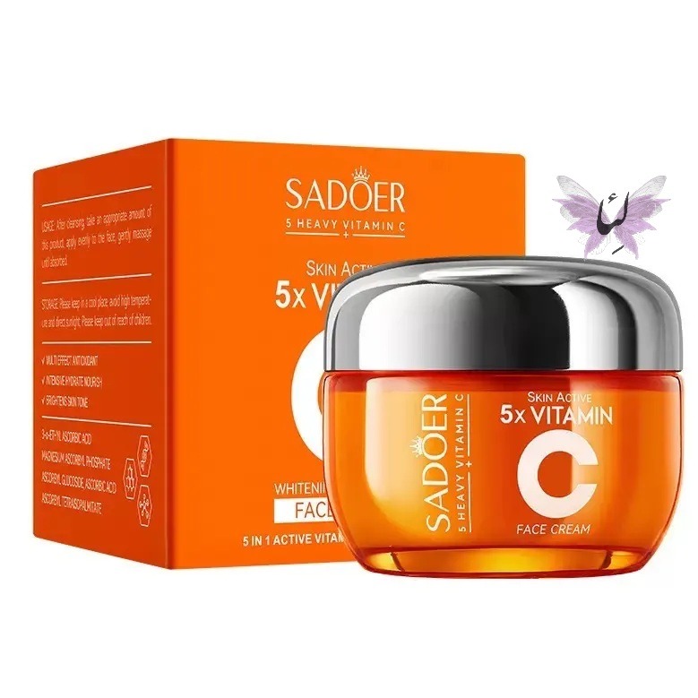 کرم آبرسان روشن کننده ویتامین سی 5x صورت سادور مدل Vitamin c