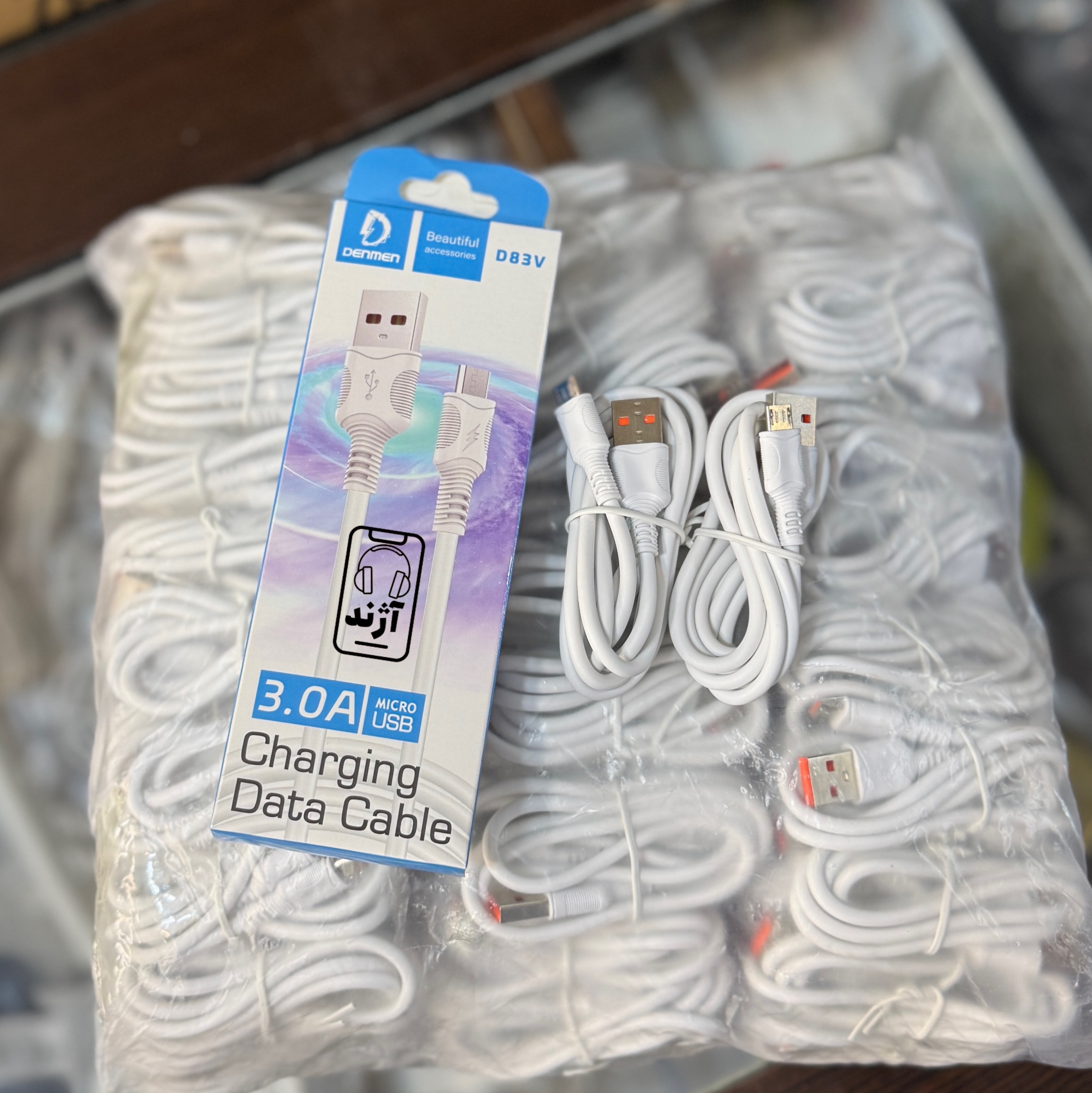 کابل شارژ میکرو usb دنمن مدل D83V بسته ی 100 عددی