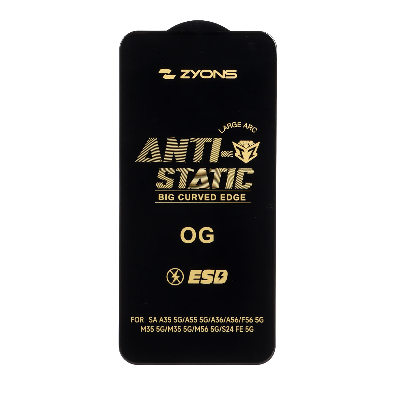 گلس گوشی Galaxy A35 - A55 - A36 - A56 - S24 FE سامسونگ شیشه ای ZYONS LARGE ARC سری ESD Anti Static اورجینال کد 180968