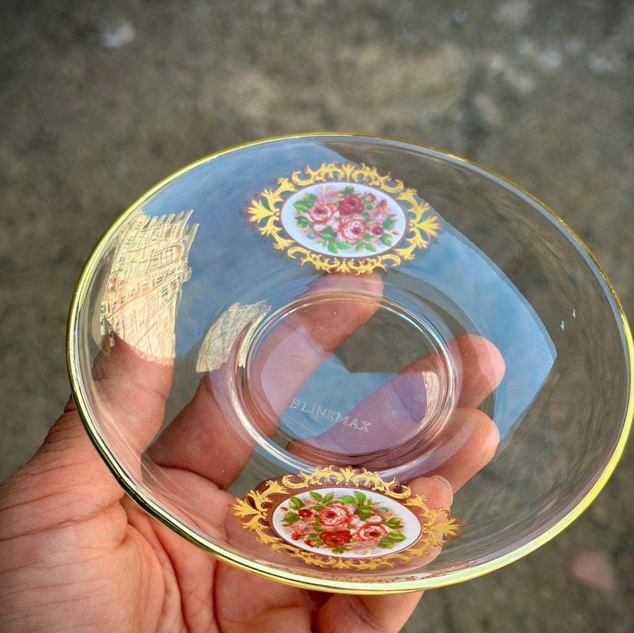 نعلبکی بزرگ گل طلا