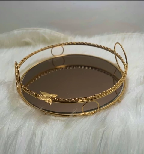 سینی کف آینه عربی گرد دسته دار (پست پیشتاز پس کرایه)