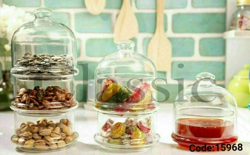 شکلات خوری شیشه ای دو طبقه (پست پیشتاز پس کرایه)
