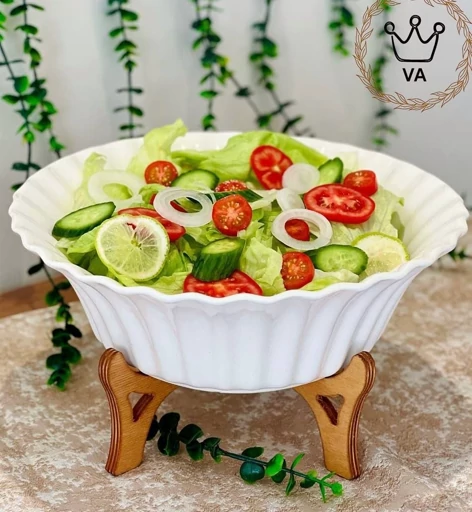 ظرف سالاد سرامیکی مرسانا همراه با استند چوبی (پست پیشتاز پس کرایه)