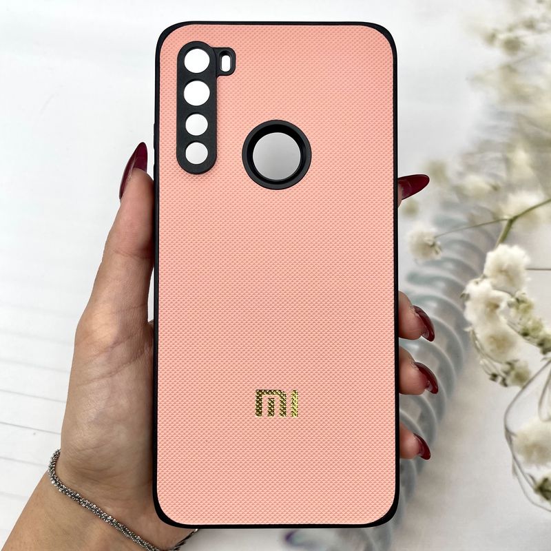 قاب گوشی Redmi Note 8 / Redmi Note 8 2021 شیائومی Hexa Case چرم سوزنی لوگو دار Gold ضد ضربه محافظ لنز دار گلبهی کد 71499