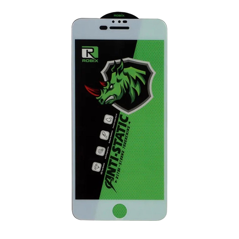 گلس گوشی آیفون شیشه ای Robix آنتی استاتیک Full Cover Anti Static ESD اورجینال سفید برای iPhone 6 Plus / 6S Plus / 7 Plus