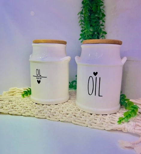 بانکه روغن سرامیکی همراه با درب چوبی (ارسال پس کرایه)