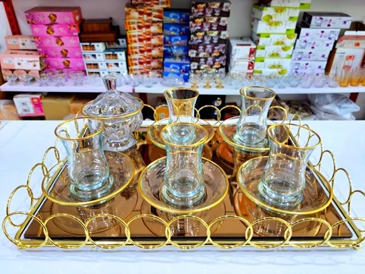 سرویس چایخوری کمرباریک لب طلا 12 پارچه (پست پیشتاز پس کرایه)